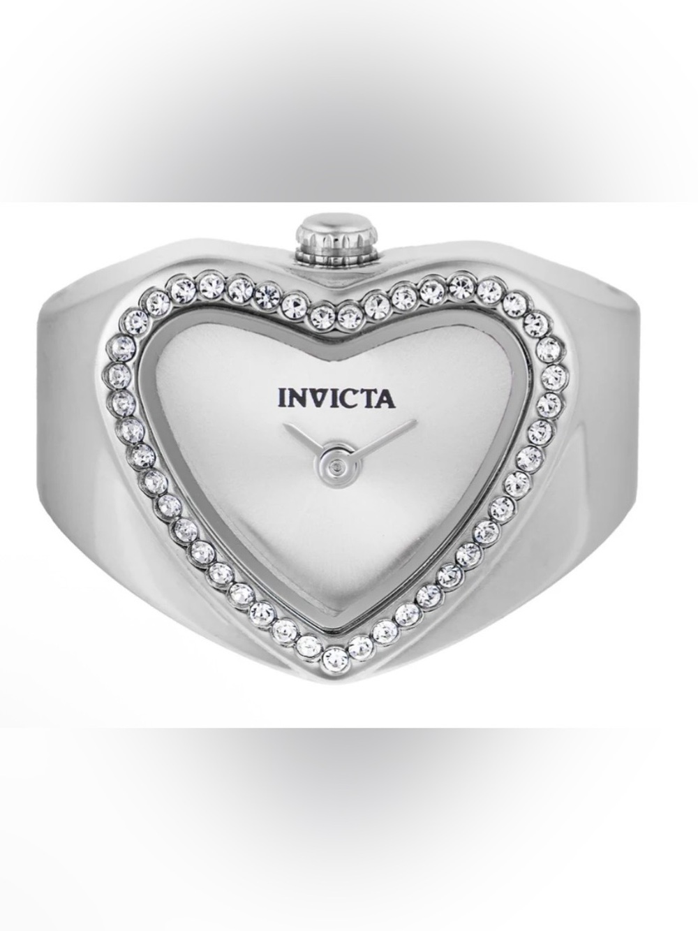 Invicta Silver Heart Crystal Accent Ring Watch Model 49572